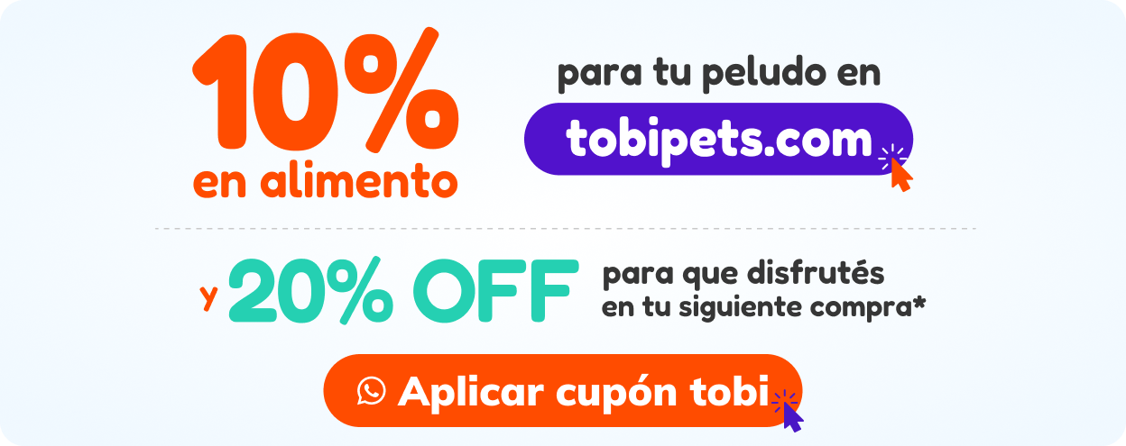Cupón tobipets: 10% en alimento y 20% OFF — Aplicar cupón tobi